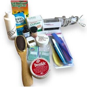 Contents Of Vintage Bathroom Medicine Cabinet Bottles Tins Etc. Staging Props